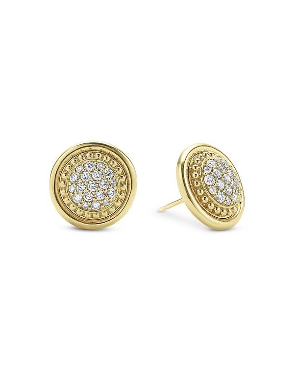 【送料無料】 ラゴス レディース ピアス・イヤリング アクセサリー 18K Gold & Ceramic Meridian Diamond Stud Earrings White/Gold