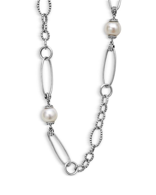 【送料無料】 ラゴス レディース ネックレス・チョーカー・ペンダントトップ アクセサリー Sterling Silver Luna Cultured Freshwater Pearl Link Necklace, 34