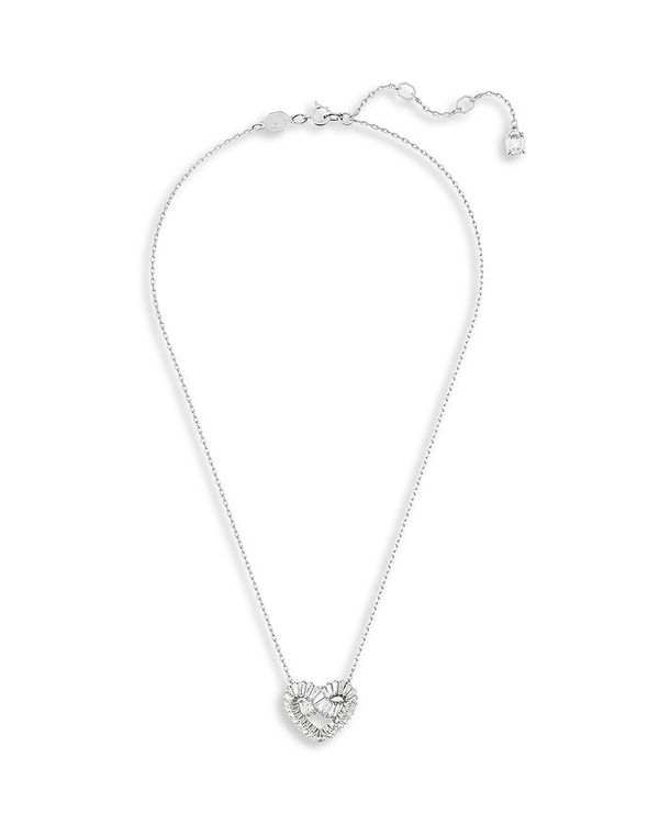 yz XtXL[ fB[X lbNXE`[J[Ey_ggbv ANZT[ Matrix Baguette Crystal Woven Heart Pendant Necklace in Rhodium Plated, 15