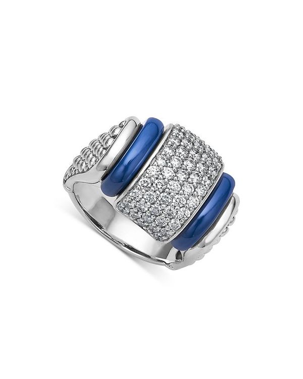 【送料無料】 ラゴス レディース リング アクセサリー Blue Caviar Diamond & Ceramic Sterling Silver Statement Ring Blue/Silver