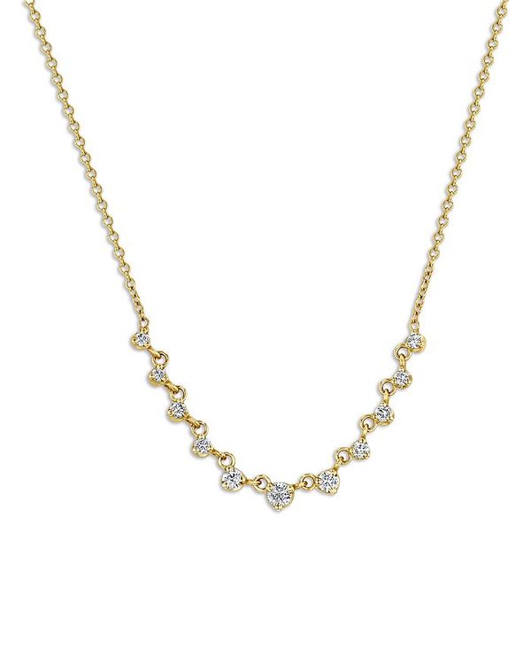 yz ]C`bR fB[X lbNXE`[J[Ey_ggbv ANZT[ 14K Yellow Gold Prong Diamonds Graduated Diamond Collar Necklace, 14-16