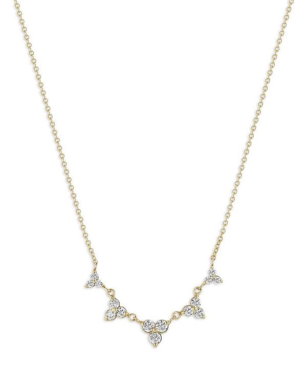 yz ]C`bR fB[X lbNXE`[J[Ey_ggbv ANZT[ 14K Yellow Gold Prong Diamonds Diamond Mini Cluster Collar Necklace, 14-16