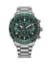 【送料無料】 シチズン レディース 腕時計 アクセサリー Eco Promaster Air Stainless Steel Bracelet Chronograph Watch, 46mm Green/Silver