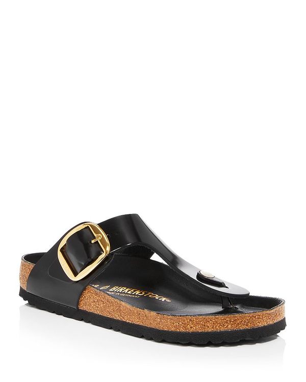 ギゼ 【送料無料】 ビルケンシュトック レディース サンダル シューズ Women's Gizeh High Shine Big Buckle Thong Sandals High Shine Black/Gold