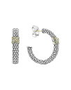 【送料無料】 ラゴス レディース ピアス・イヤリング アクセサリー Sterling Silver & 18K Yellow Gold Caviar Lux Diamond Hoop Earrings White/Multi
