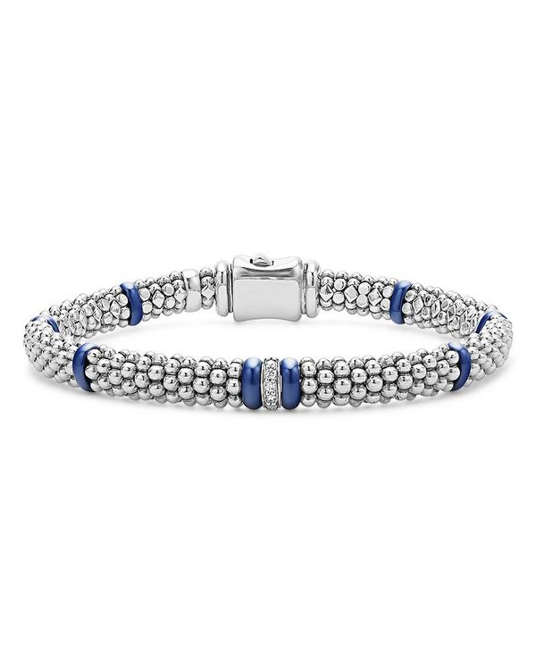 【送料無料】 ラゴス レディース ブレスレット・バングル・アンクレット アクセサリー Single Station Diamond Blue Caviar Bracelet in Sterling Silver Blue/Silver