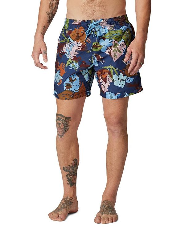 【送料無料】 ロッドアンドグン メンズ ハーフパンツ・ショーツ 水着 Dartmoor Bay Foliage Print 7" Swim Trunks Azure