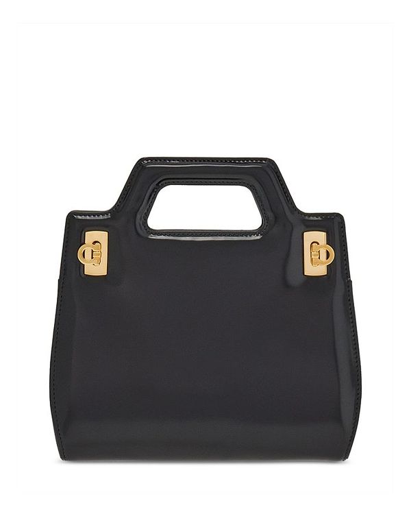 フェラガモ ハンドバッグ（レディース） 【送料無料】 フェラガモ レディース ハンドバッグ バッグ Wanda Mini Leather Top Handle Bag Black/Gold