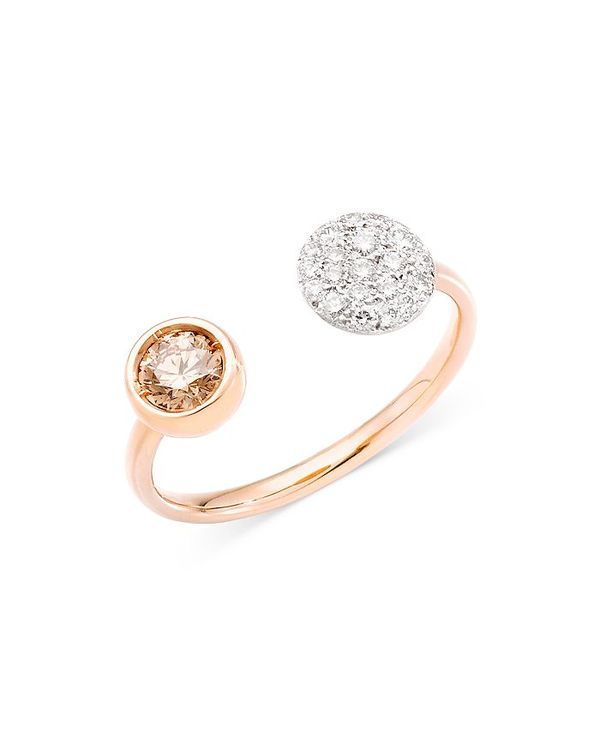 ポメラート 【送料無料】 ポメラート レディース リング アクセサリー 18K Rose Gold & Rhodium Plated 18K Rose Gold Sabbia Brown & White Diamond Ring Rose Gold/White