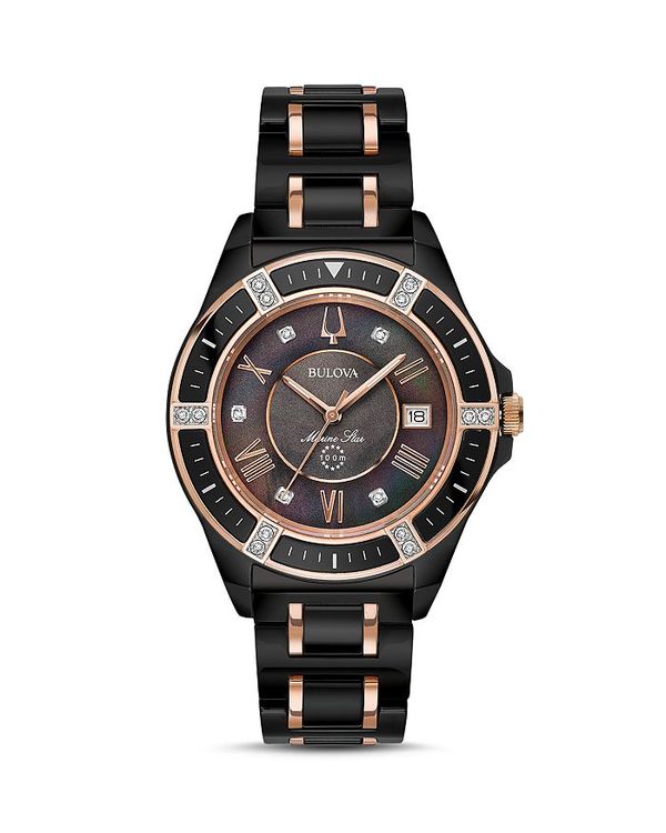 【送料無料】 ブロバ レディース 腕時計 アクセサリー Marine Star Watch, 37mm Black