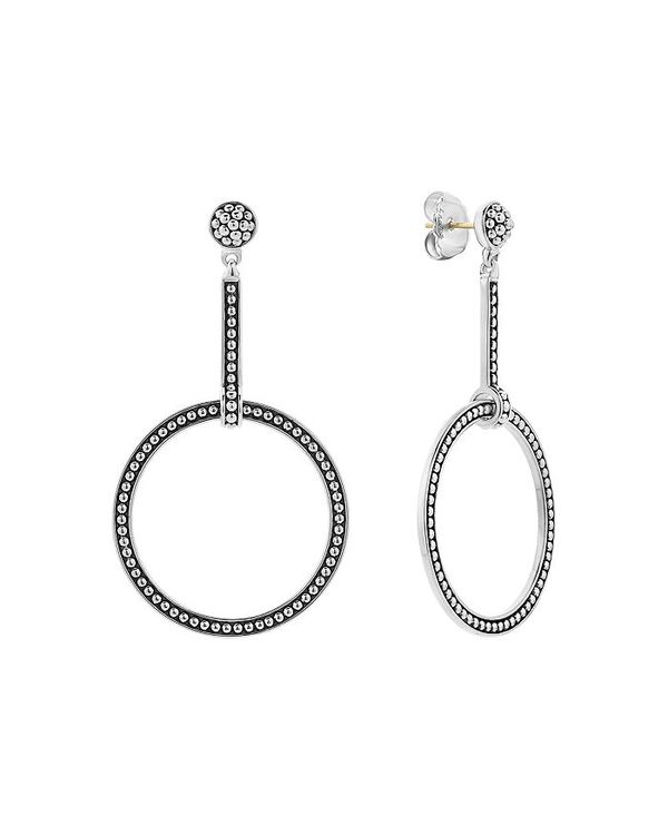 【送料無料】 ラゴス レディース ピアス・イヤリング アクセサリー Sterling Silver Enso Circle Drop Earrings Black/Silver