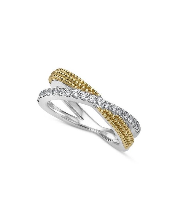 【送料無料】 ラゴス レディース リング アクセサリー 18K Yellow Gold & Sterling Silver Caviar Diamond & Bead Crossover Ring Yellow/Silver