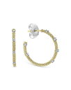 【送料無料】 ラゴス レディース ピアス・イヤリング アクセサリー 18K White & Yellow Gold Caviar Diamond Hoop Earrings Gold/White
