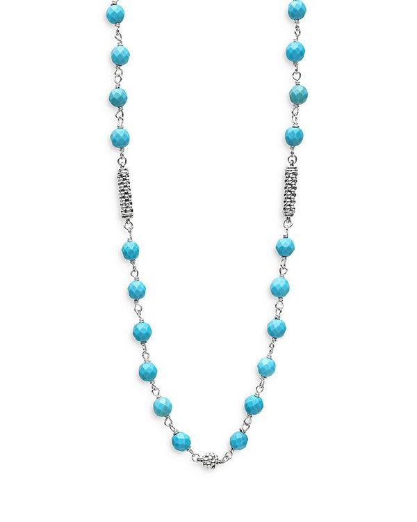 yz SX fB[X lbNXE`[J[Ey_ggbv ANZT[ Sterling Silver Caviar Turquoise Bead Station Necklace, 16