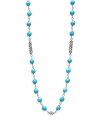 【送料無料】 ラゴス レディース ネックレス・チョーカー・ペンダントトップ アクセサリー Sterling Silver Caviar Turquoise Bead Station Necklace, 16