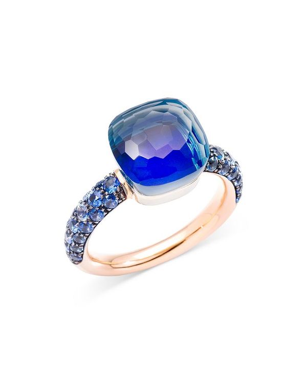 ポメラート 【送料無料】 ポメラート レディース リング アクセサリー 18K Rose Gold Nudo Blue Multi Gemstone Statement Ring Blue/Rose Gold