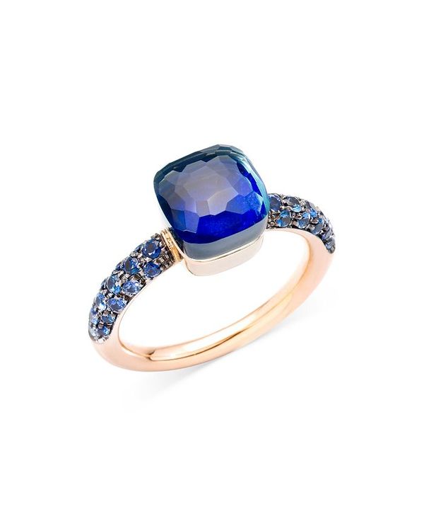 ポメラート 【送料無料】 ポメラート レディース リング アクセサリー 18K Rose Gold Nudo Blue Multi Gemstone Statement Ring Blue/Rose Gold