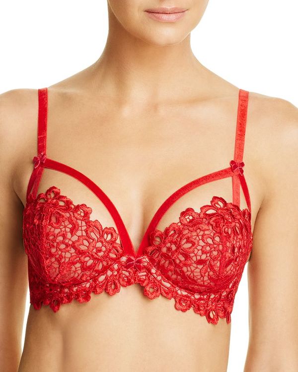 【送料無料】 ディタボンティース レディース Tシャツ トップス Dahlia Lace Balconette Bra Lipstick Red