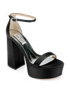 【送料無料】 バッジェリーミシュカ レディース サンダル シューズ Women 039 s Party Embellished Buckle High Heel Platform Sandals Black Satin