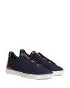 【送料無料】 ゼニア メンズ スニーカー シューズ Blue Cotton Denim Triple Stitch Low Top Sneakers Mediu...