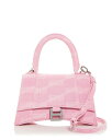 【送料無料】 バレンシアガ レディース ハンドバッグ バッグ Hourglass Small Denim Monogram Top Handle Bag Pink Denim/Silver