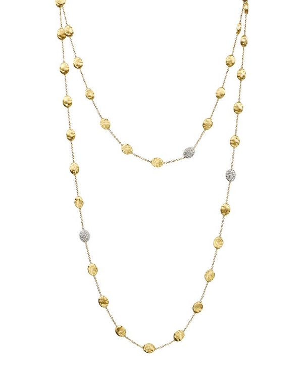 yz }R r`FS fB[X lbNXE`[J[Ey_ggbv ANZT[ Siviglia 18K Yellow Gold Necklace with Diamond Stations, 49.5