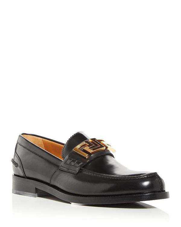̵ 륵  åݥ󡦥ե 塼 Versace Men's Greca Moc Toe Loafers BLACK