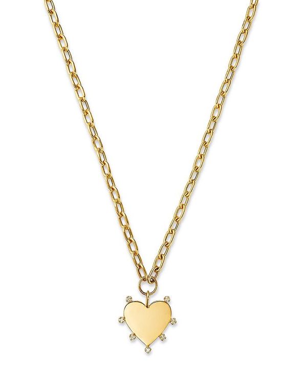 yz ]C`bR fB[X lbNXE`[J[Ey_ggbv ANZT[ 14K Yellow Gold Prong Diamonds Diamond Heart Pendant Necklace, 18