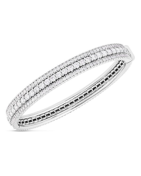 【送料無料】 ロバートコイン レディース ブレスレット・バングル・アンクレット アクセサリー 18K White Gold Siena Diamond Triple Row Bangle Bracelet White