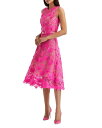 【送料無料】 オスカー デ ラ レンタ レディース ワンピース トップス Belted Floral Lace Dress Fuchsia