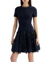 【送料無料】 オスカー デ ラ レンタ レディース ワンピース トップス Floral Lace Inset Dress Navy