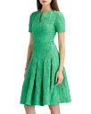 【送料無料】 オスカー デ ラ レンタ レディース ワンピース トップス Pleated Short Sleeve Dress Emerald