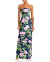 【送料無料】 オスカー デ ラ レンタ レディース ワンピース トップス Strapless Geranium Print Gown Pink/Navy