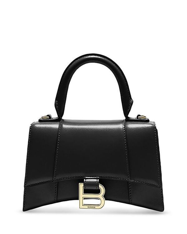 ハンドバッグ 【送料無料】 バレンシアガ レディース ハンドバッグ バッグ Hourglass XS Top Handle Bag Black/Gold