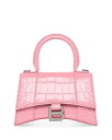 ハンドバッグ 【送料無料】 バレンシアガ レディース ハンドバッグ バッグ Hourglass XS Top Handle Bag Sweet Pink Croc/Silver