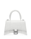 ハンドバッグ 【送料無料】 バレンシアガ レディース ハンドバッグ バッグ Hourglass XS Top Handle Bag White Croc/Silver