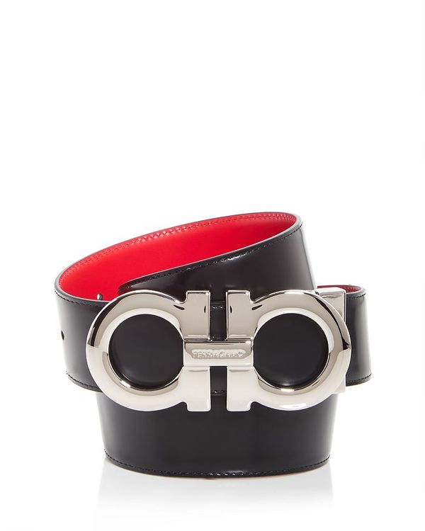 【送料無料】 フェラガモ メンズ ベルト アクセサリー Men's Double Gancini Buckle Reversible Leather Belt Nero/Flame Red