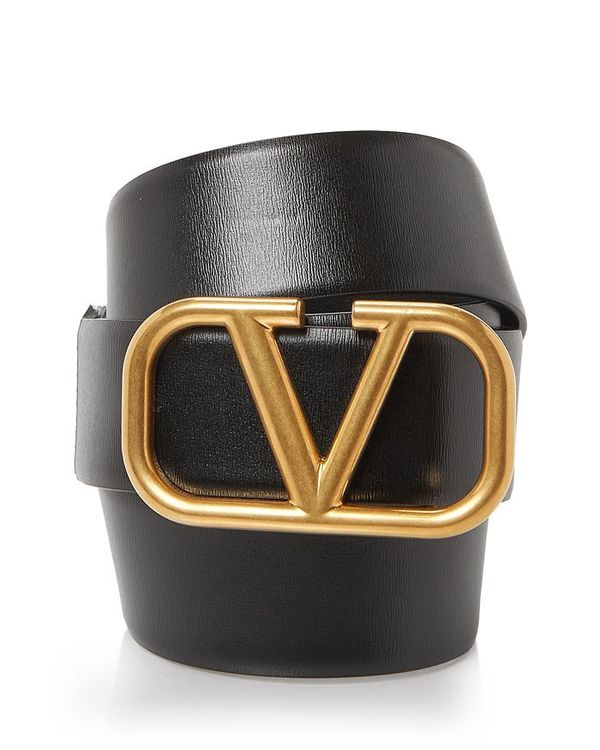 【送料無料】 ヴァレンティノ メンズ ベルト アクセサリー Men's Leather Logo Buckle Belt Black
