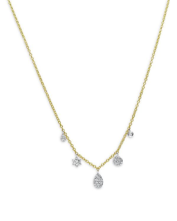 yz CeB fB[X lbNXE`[J[Ey_ggbv ANZT[ 14K White & Yellow Gold Diamond Cluster Dangle Pendant Necklace, 18