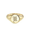 【送料無料】 ゾエレフ レディース リング アクセサリー 14K Yellow Gold Diamond Gothic Initial Small Signet Ring K