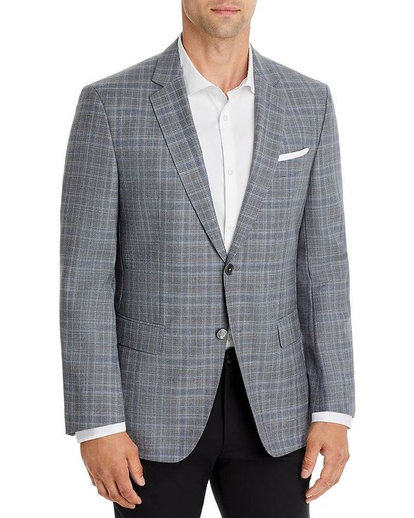 ̵ ܥ    Hutson Tonal Plaid Slim Fit Sport Coat Silver