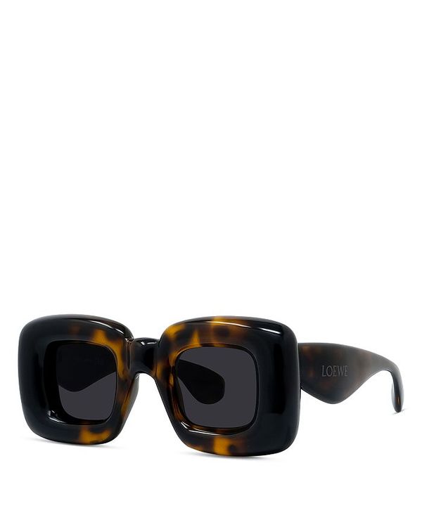 楽天ReVida 楽天市場店【送料無料】 ロエベ レディース サングラス・アイウェア アクセサリー Fashion Show Inflate Square Sunglasses, 41mm Havana/Gray Solid