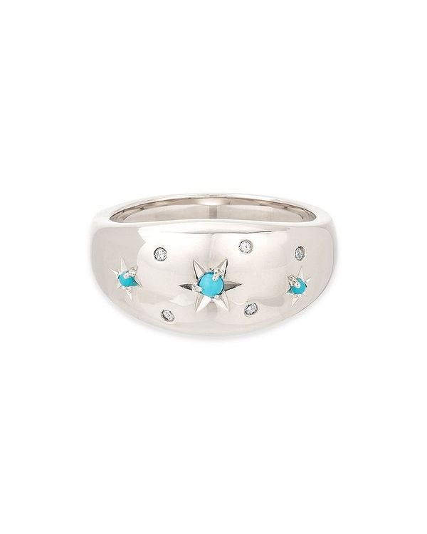 ターコイズ 【送料無料】 アディナ レイター レディース リング アクセサリー Sterling Silver Turquoise & Diamond Scatter Dome Ring Blue/Silver