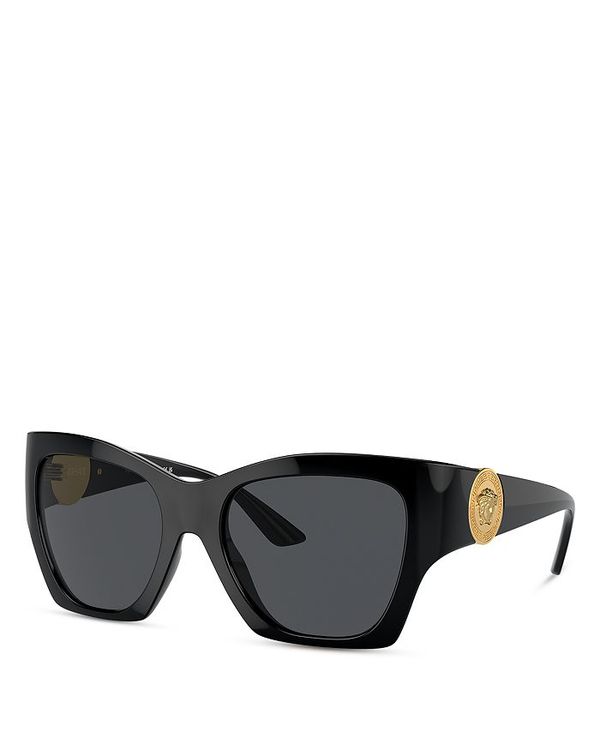 ヴェルサーチ 【送料無料】 ヴェルサーチ レディース サングラス・アイウェア アクセサリー Rectangular Cat Eye Sunglasses, 54mm Black/Gray Solid