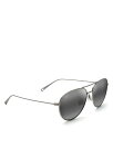 【送料無料】 マウイジム レディース サングラス・アイウェア アクセサリー Walaka Silver Aviator Polarized Sunglasses, 57mm Gray/Gray Polarized Gradient