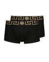 versace 【送料無料】 ヴェルサーチ メンズ ボクサーパンツ アンダーウェア Greca Border Trunks Pack of 2 Black Gold