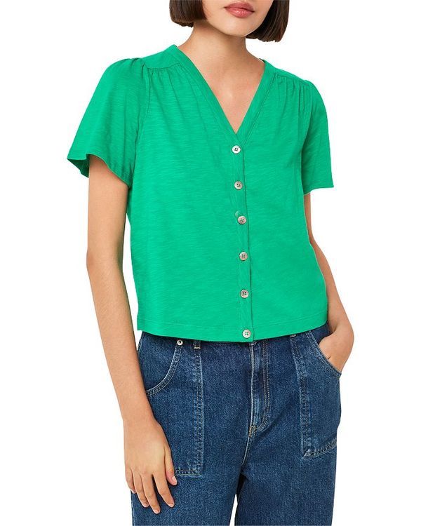 yz zCbXY fB[X TVc gbvX Maeve V Neck Button Front Tee Brand Name Green