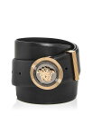 ベルサーチ 【送料無料】 ヴェルサーチ メンズ ベルト アクセサリー Men's Enamel Medusa Biggie Leather Belt Nero-Versa