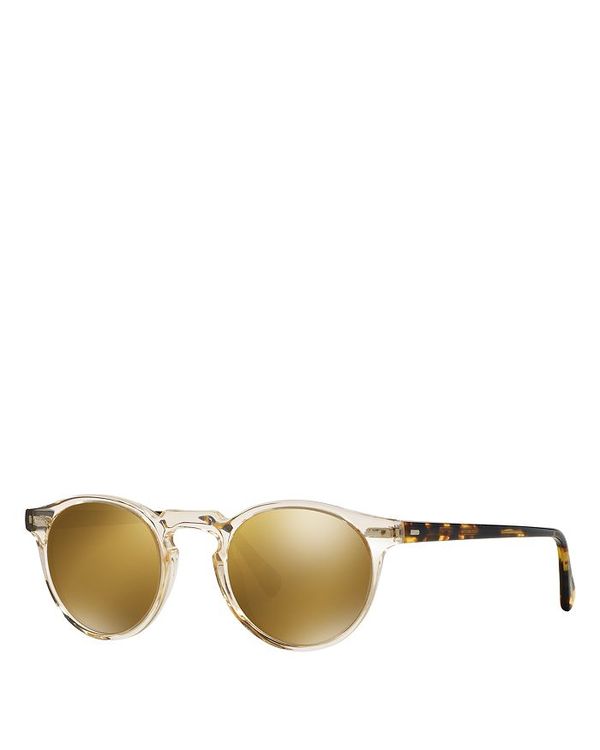 オリバーピープルズ サングラス レディース 【送料無料】 オリバーピープルズ レディース サングラス・アイウェア アクセサリー Gregory Peck Round Sunglasses, 50mm Beige/Brown Mirrored Gradient