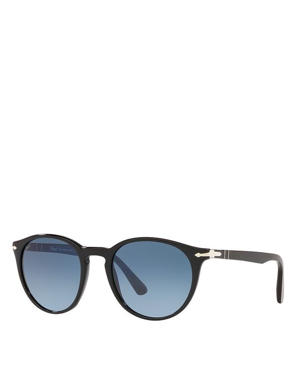 【送料無料】 ペルソル レディース サングラス・アイウェア アクセサリー Round Sunglasses, 52mm Black/Blue Gradient